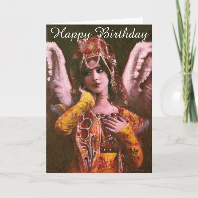 Tarjeta de cumpleaños decorativa del ángel del (Anverso)