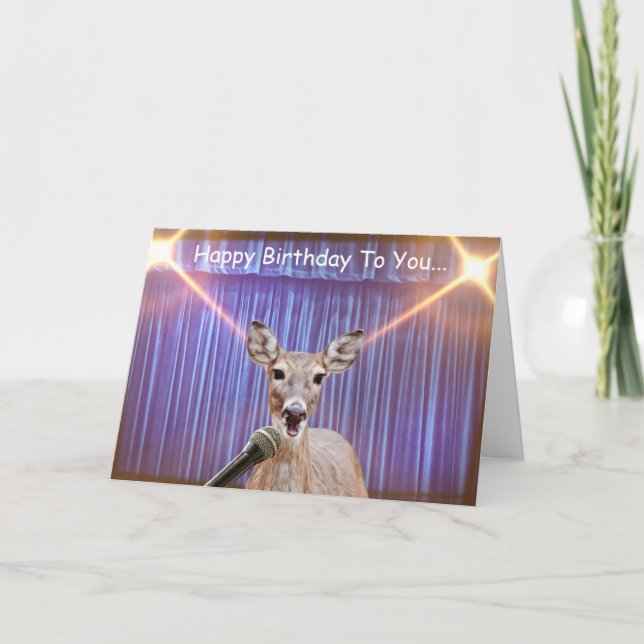 Tarjeta de cumpleaños Deer Stage Spotlight (Anverso)