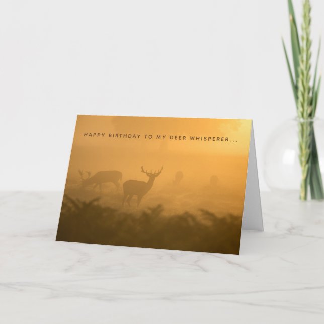 Tarjeta de cumpleaños Deer Whisperer Buck Doe Hunt (Anverso)