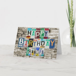 Tarjeta de cumpleaños del abuelo de las placas