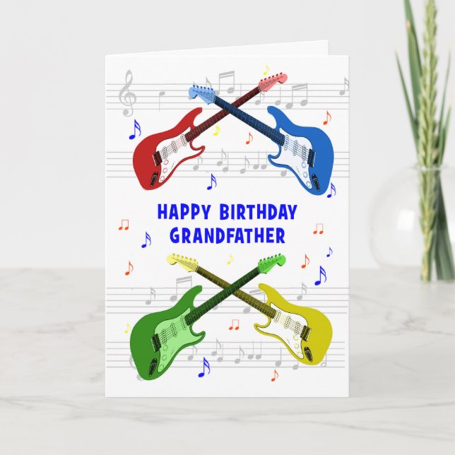 Tarjeta de cumpleaños del abuelo Guitars (Anverso)