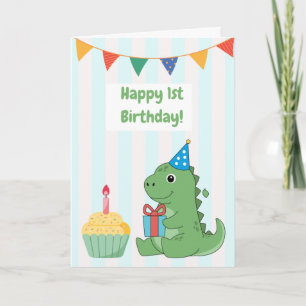 Tarjeta de cumpleaños del adorable dinosaurio de r