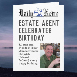 Tarjeta de cumpleaños del agente inmobiliario para