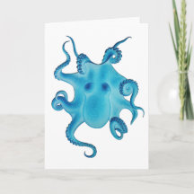 Tarjeta de cumpleaños del amigo pulpo azul Kraken