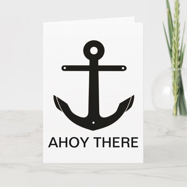 Tarjeta de cumpleaños del ancla Ahoy allí (blanca) (Anverso)