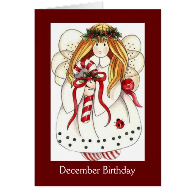 Tarjeta de cumpleaños del ángel de diciembre (Frente)