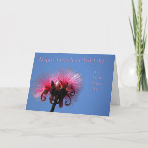 Tarjeta de cumpleaños del año bisiesto, dos flores