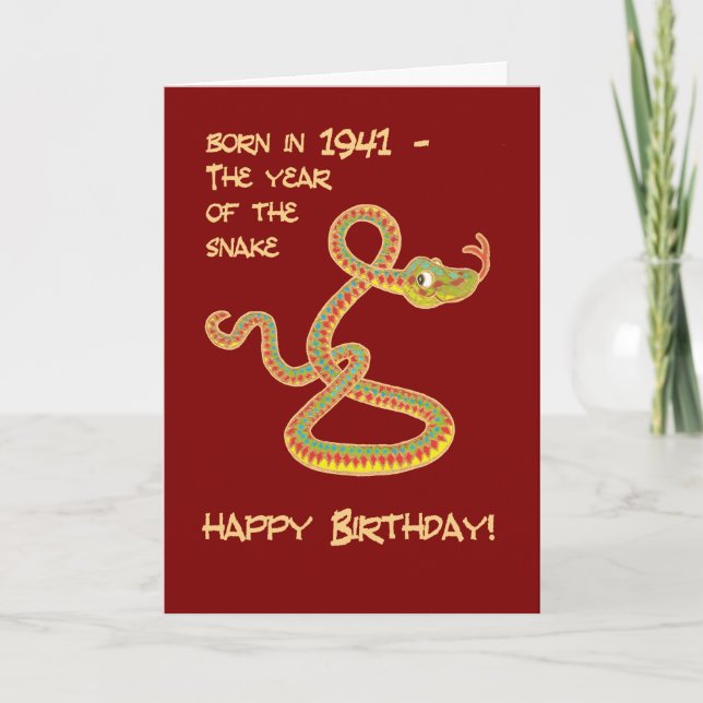 Tarjeta de cumpleaños del Año Chino de la Serpient (Anverso)