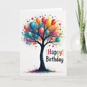 Tarjeta de cumpleaños del árbol alegre