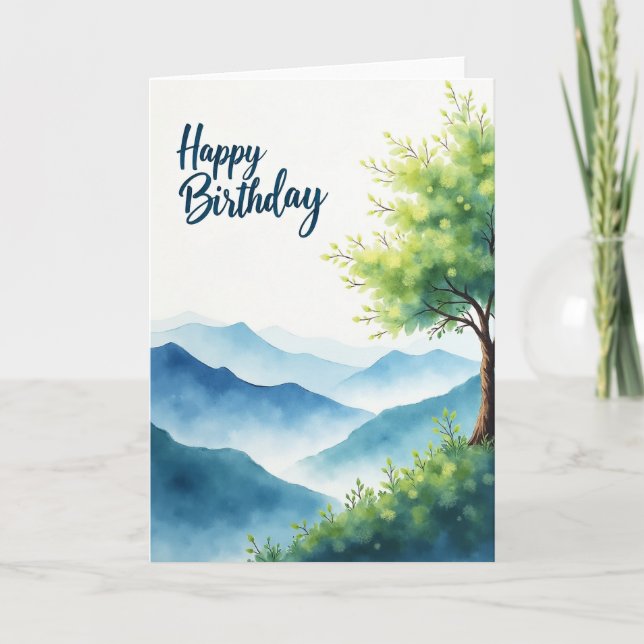 Tarjeta de cumpleaños del árbol de acuarela (Anverso)
