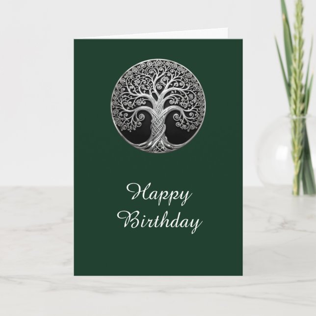 Tarjeta de cumpleaños del árbol de la vida celta v (Anverso)