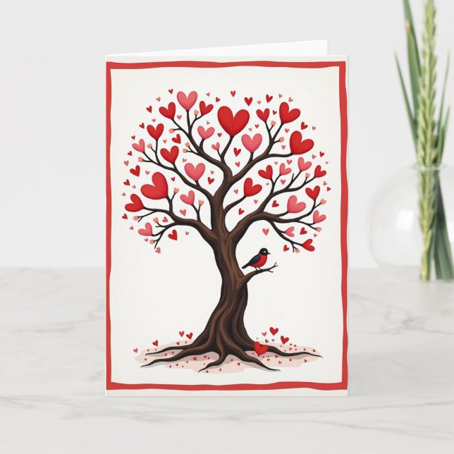 Tarjeta de cumpleaños del árbol del corazón (Anverso)