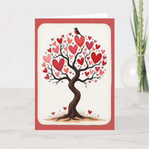 Tarjeta de cumpleaños del árbol del corazón dulce