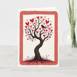 Tarjeta de cumpleaños del árbol del pájaro amoroso