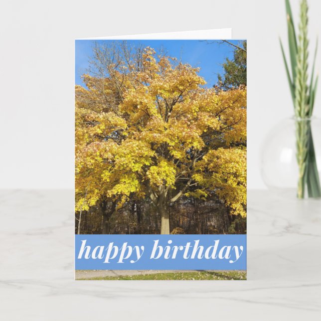 Tarjeta de cumpleaños del arce en otoño (Anverso)