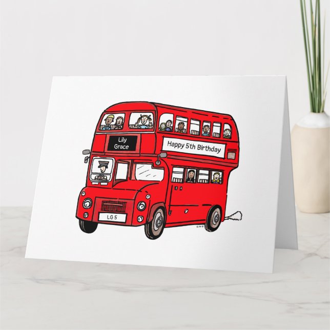 Tarjeta de cumpleaños del autobús de Londres Red D (Anverso)