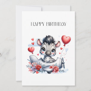 Tarjeta de cumpleaños del avión cebra