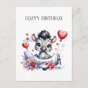 Tarjeta de cumpleaños del avión cebra