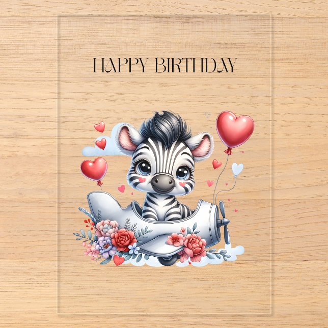 Tarjeta de cumpleaños del avión cebra (Anverso)