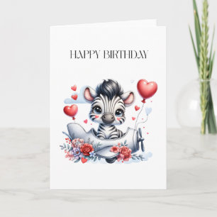 Tarjeta de cumpleaños del avión cebra