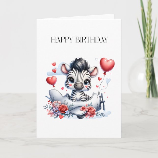 Tarjeta de cumpleaños del avión cebra (Anverso)