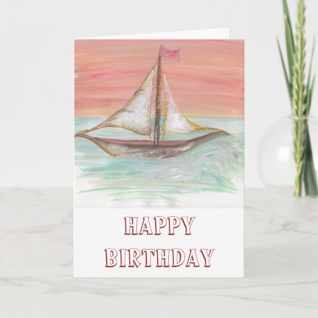 Tarjeta de cumpleaños del barco de vela (Anverso)