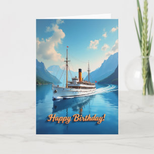 Tarjeta de cumpleaños del barco del lago de Voyage