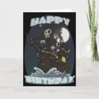 Tarjeta de cumpleaños del barco pirata de los