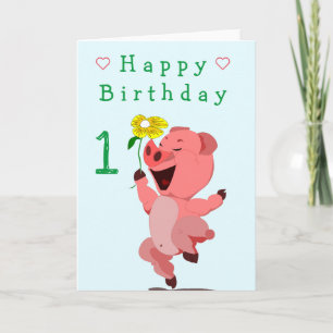 Tarjeta de cumpleaños del bebé de cerdo feliz - Pe