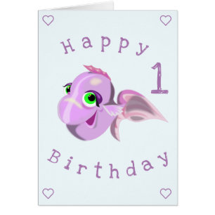Tarjeta de cumpleaños del bebé Pescado feliz - Per
