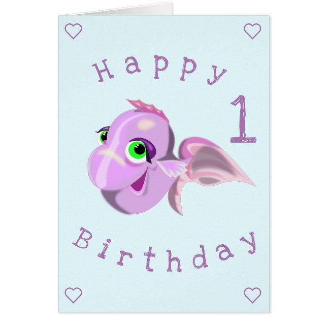 Tarjeta de cumpleaños del bebé Pescado feliz - Per (Frente)