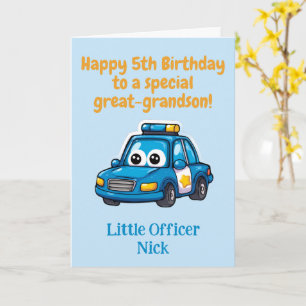 Tarjeta de cumpleaños del bisnieto con coche de po