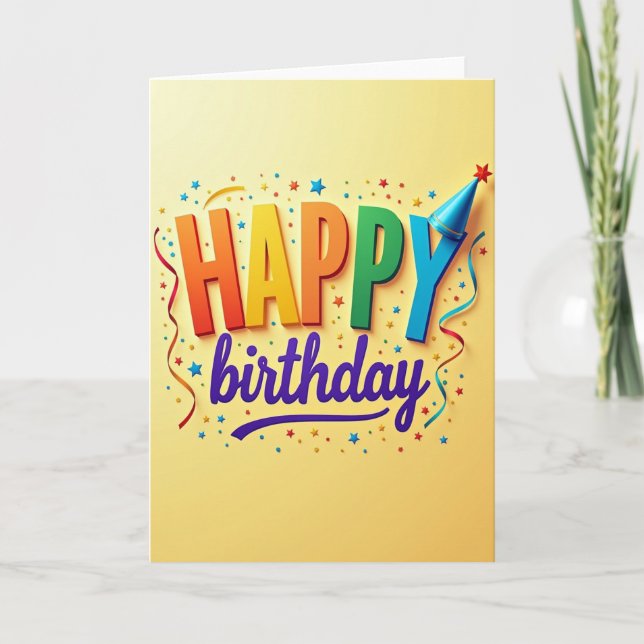 Tarjeta de cumpleaños del bloque del arcoíris (Anverso)
