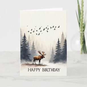 Tarjeta de cumpleaños del bosque brumoso
