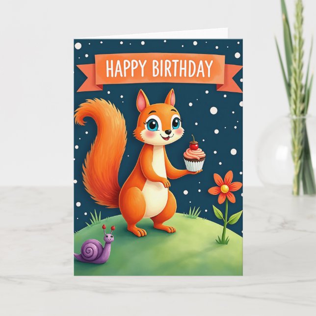 Tarjeta de cumpleaños del bosque estrellado (Anverso)