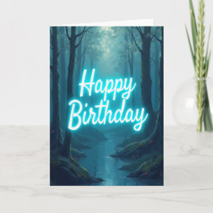 Tarjeta de cumpleaños del bosque luminoso