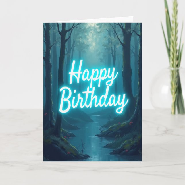 Tarjeta de cumpleaños del bosque luminoso (Anverso)