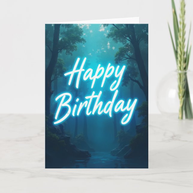 Tarjeta de cumpleaños del bosque luminoso (Anverso)