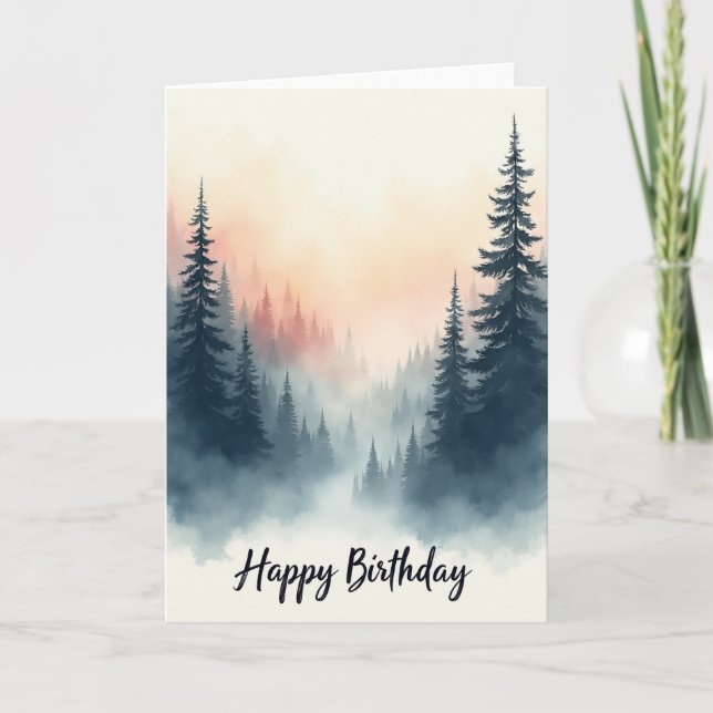 Tarjeta de cumpleaños del bosque pacífico (Anverso)