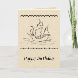 Tarjeta de cumpleaños del bosquejo del barco