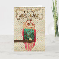 Tarjeta de cumpleaños del búho de Rosa