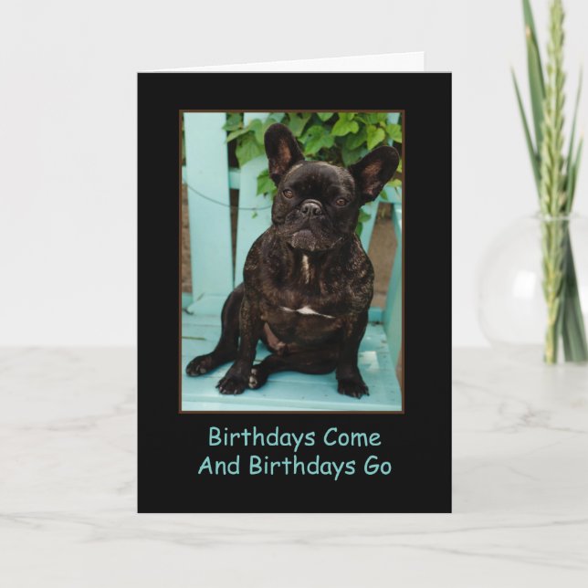 Tarjeta de cumpleaños del bulldog francés (Anverso)