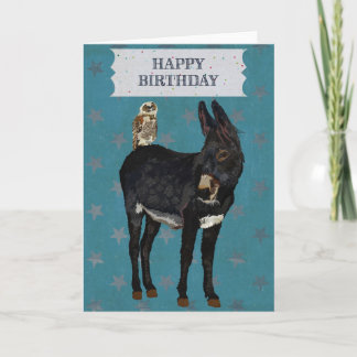 Tarjeta de cumpleaños del BURRO y del BÚHO del