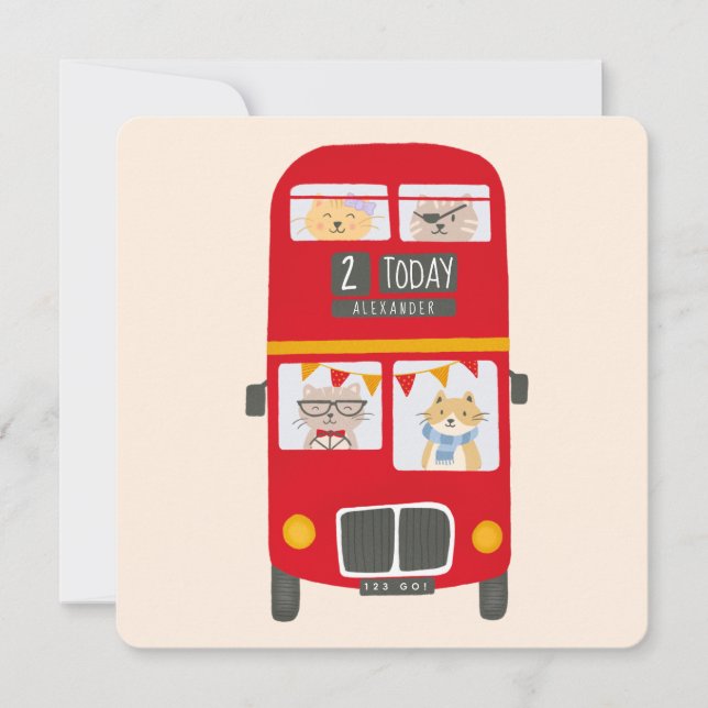 Tarjeta de cumpleaños del bus rojo (Anverso)