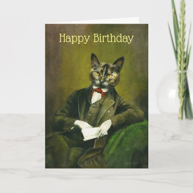 Tarjeta de cumpleaños del caballero del gato disti (Anverso)