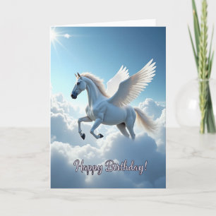 Tarjeta de cumpleaños del caballo alado alegre