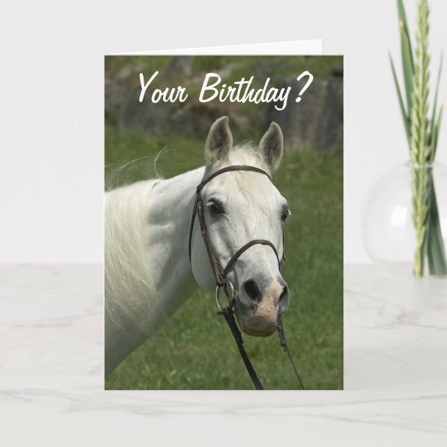 Tarjeta de cumpleaños del caballo blanco (Anverso)