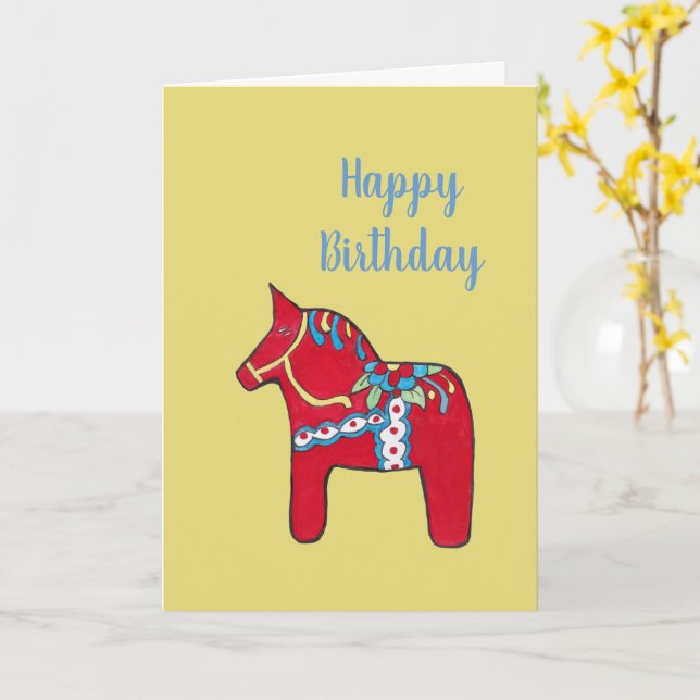 Tarjeta de cumpleaños del caballo Dalal (flor amarilla)