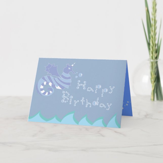 Tarjeta de cumpleaños del caballo de mar (Anverso)