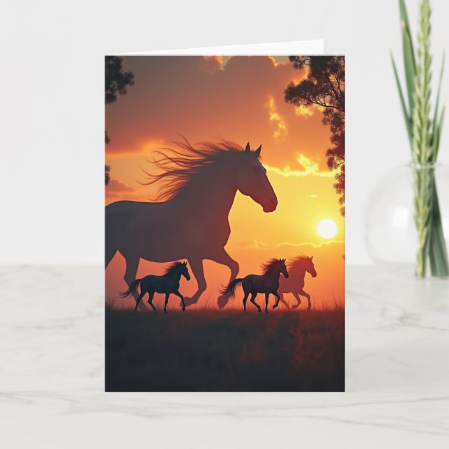 Tarjeta de cumpleaños del caballo fogoso (Anverso)